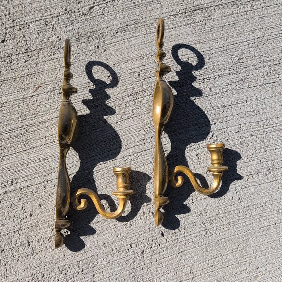 Vintage Syroco 1977 Gold Set of Wall Sconces Candle Holders 4189 - 15” MCM - Picture 4 of 4